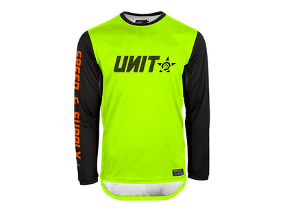 Unit Fusion Long Sleeve MX Jersey - Slim Fit - Yellow - 2021 Flo Yellow Medium 