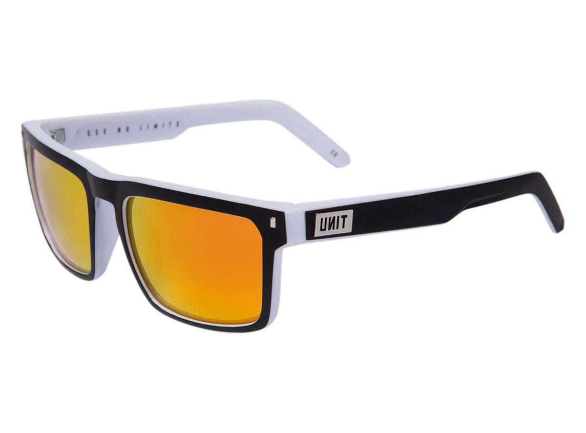 Unit Primer Polarised Sunglasses - Matt Black-White-Orange Mirror Matt Black - White - Orange Mirror Lens  