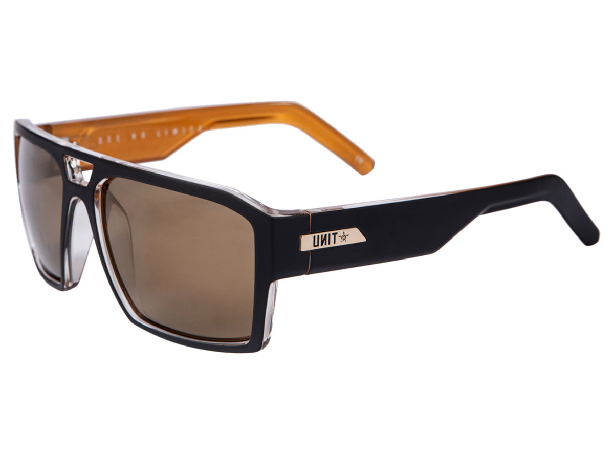 Unit Vault Polarised Sunglasses - Matt Black-Brown Matt Black - Gold - Brown Lens  