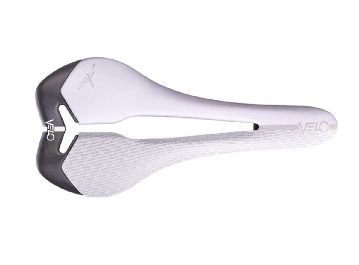 Velo Angel Glide Saddle - 128mm - White White Carbon Rail 