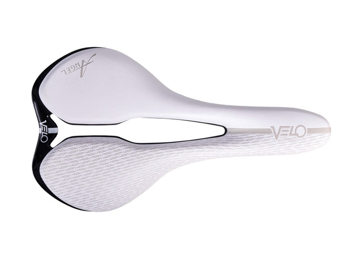 Velo Angel Rise Saddle - 143mm - White White Stainless Rail 