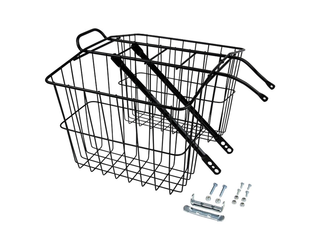 Wald 520 Twin Rear Carrier Basket - Black Black  