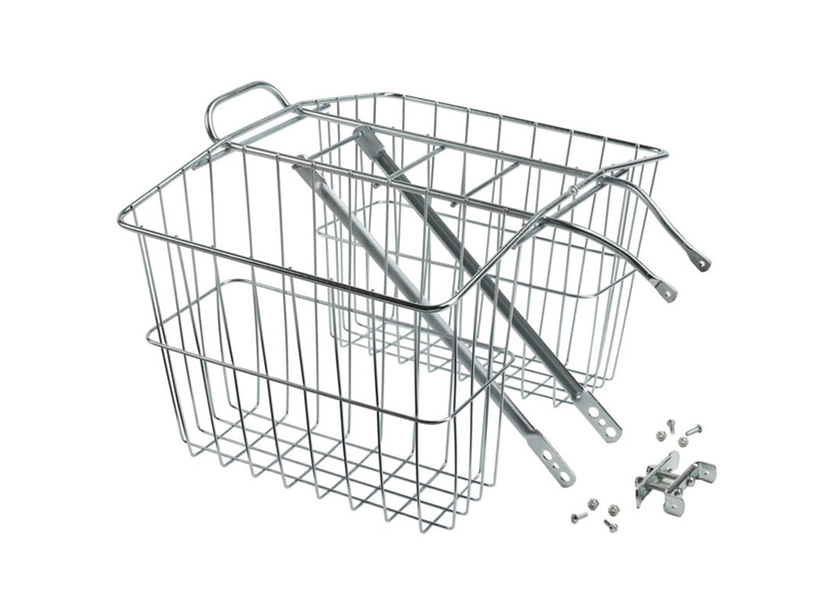 Wald 520 Twin Rear Carrier Basket - Silver Silver  