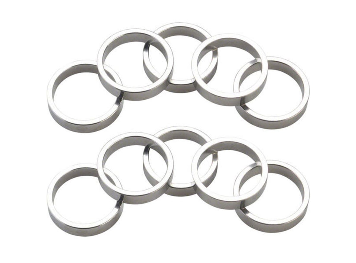 Wheels Manufacturing Aluminum Headset Spacer - 1.1/8" x 5mm - Bag Of 10 - Silver Silver 1.1/8" 