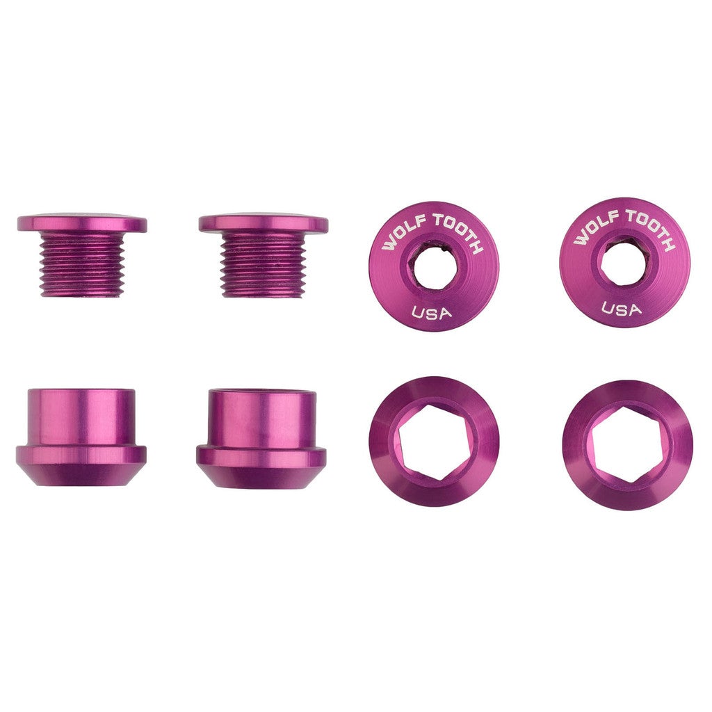 Wolf Tooth Components Chainring Bolt & Nut Set - 6mm - Purple Purple Set Of 4 - 8 Pieces 