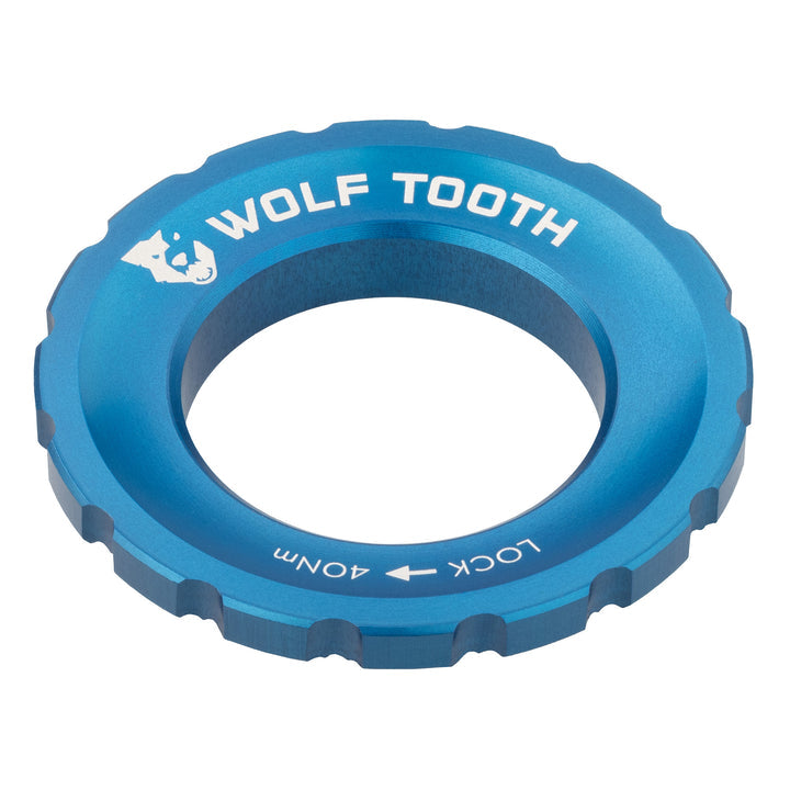 Wolf Tooth Components Centerlock Rotor Lockring - Blue Blue Serrated Interface 