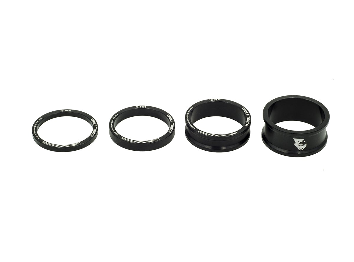 Wolf Tooth Components Precision Headset Spacer Kit - Black Black 1.1/8" 