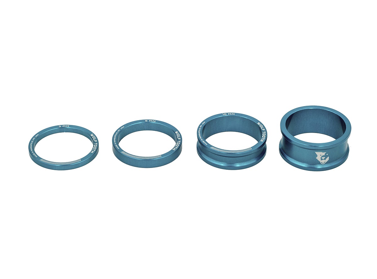 Wolf Tooth Components Precision Headset Spacer Kit - Blue Blue 1.1/8" 