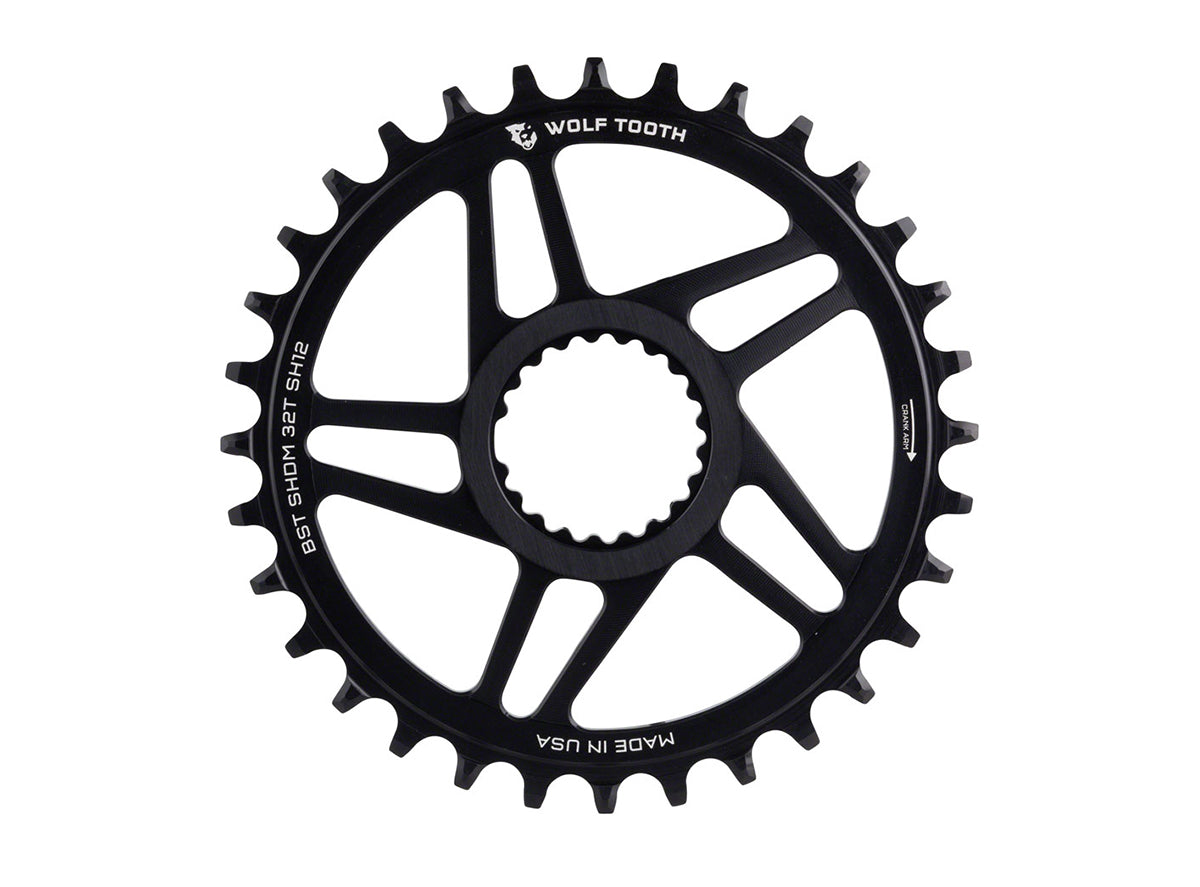 Wolf Tooth Components Shimano 12 Spd Direct Mount Chainring - Black Black 30t Boost