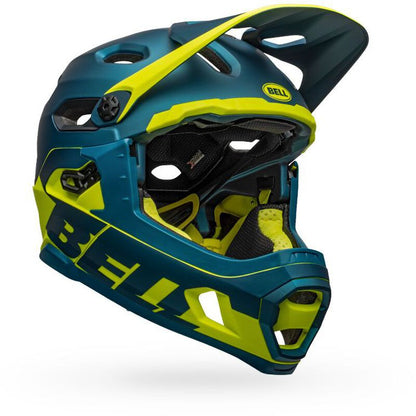 Bell Super DH Spherical Full Face Helmet - Matt Gloss Blue-Hi Viz