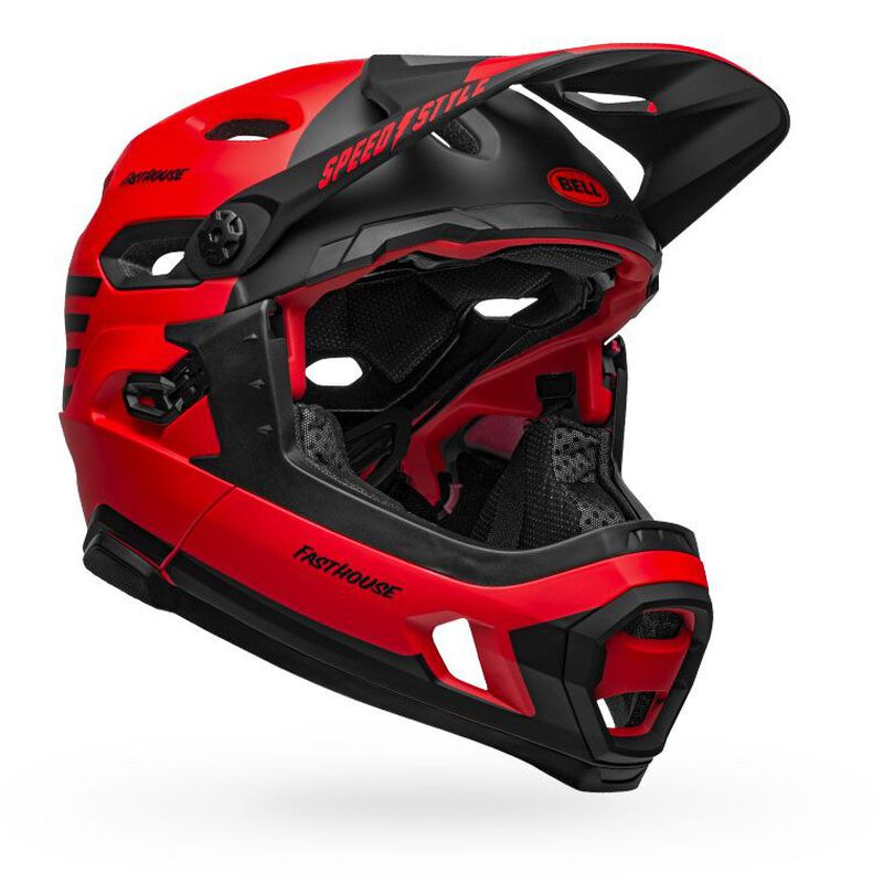 Bell Super DH Spherical Full Face Helmet - Fasthouse - Matt Red-Black