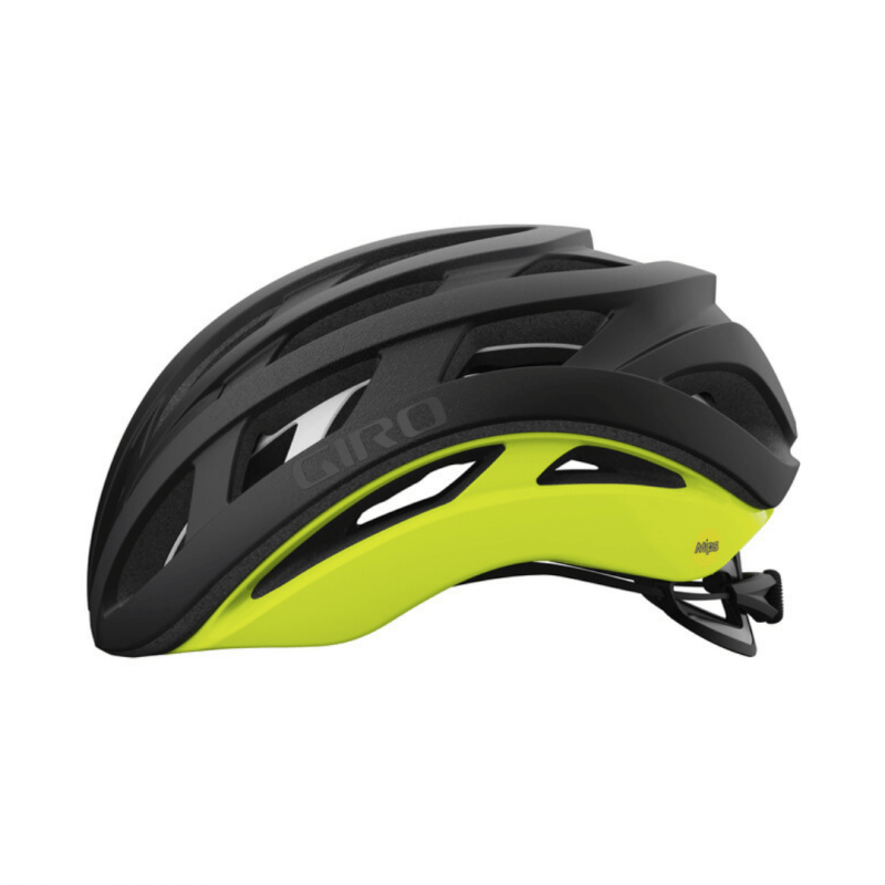 Giro Helios Spherical Road Helmet - Matt Black-Hi-Viz Yellow - 2021