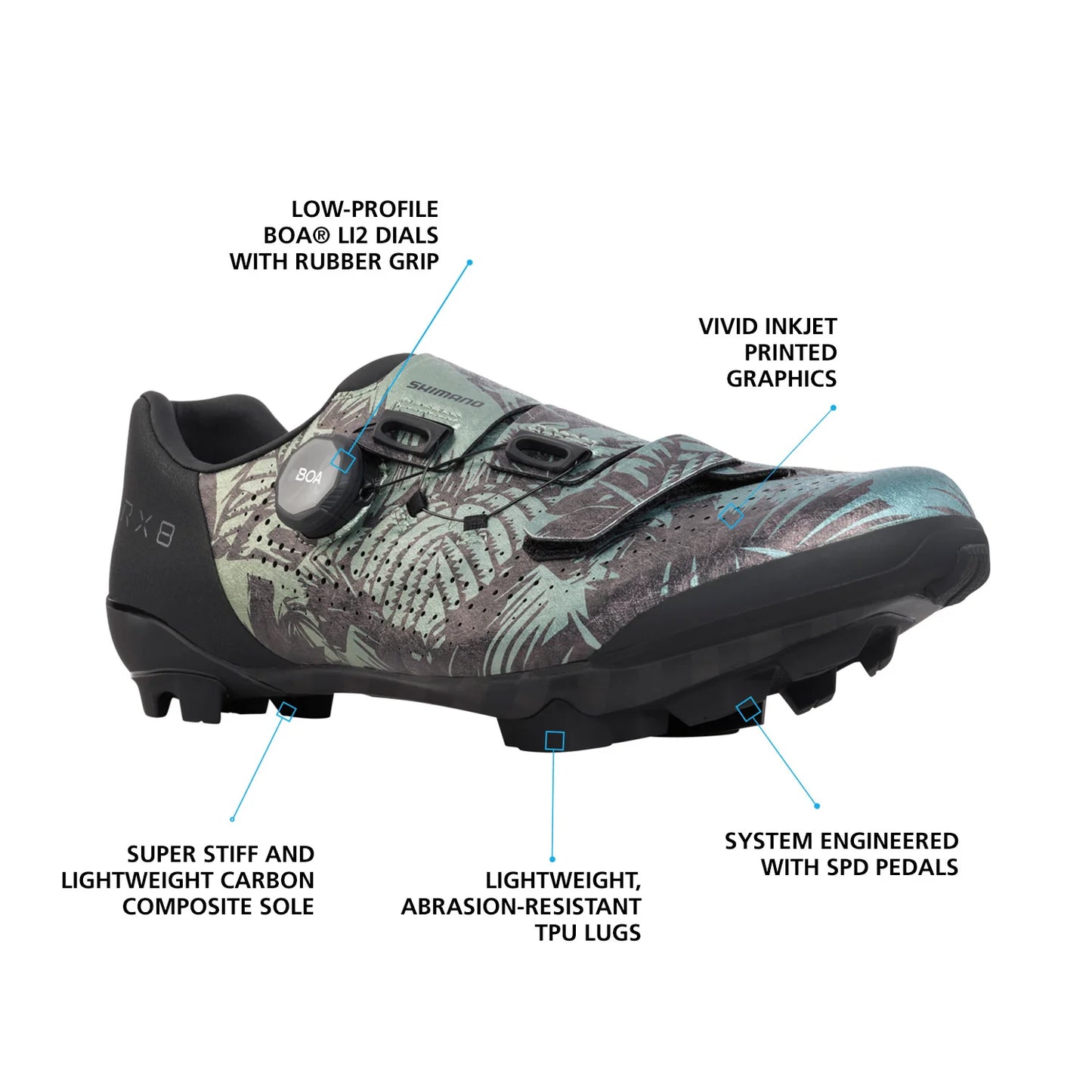 Shimano RX801 Gravel Shoe - Special Edition - Tropical Leaves - 2023